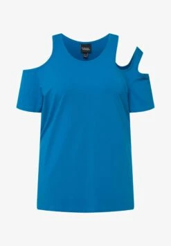 Ulla Popken À MANCHES COURTES COL ROND ET JOLIES DÉCOUPES - T-Shirt Basic - Bleu Turquoise -Ulla Popken e59a94a8a7a643868f838a71614ff058