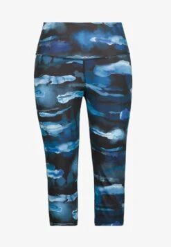 Ulla Popken AQUARELPRINT HIGH WAIST RITSZAKJE - Leggings - Hosen - Zwart -Ulla Popken e620038b2f484faebc79cc1ad346d5c1