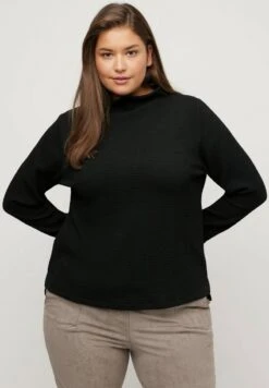 Ulla Popken DETAIL LONG SLEEVE STRETCH - Sweatshirt - Black -Ulla Popken e9ee9ff54cb546159e783152e9c8fce2 1
