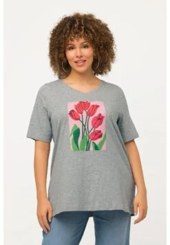 Ulla Popken FLOWER GRAPHIC - T-Shirt Print - Light Gray Melange -Ulla Popken ebd6b3e863b04ad0a6327a757f0fca8f 1