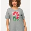 Ulla Popken FLOWER GRAPHIC - T-Shirt Print - Light Gray Melange