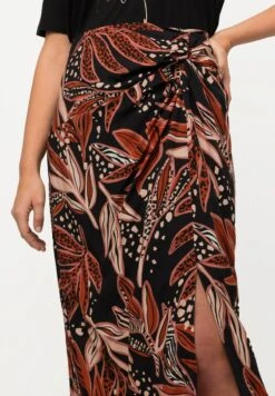 Ulla Popken DOUBLÉE LONGUEUR MIDI FEUILLES ET NŒUD FANTAISIE À LA TAI - Bleistiftrock - Noir -Ulla Popken ecd2f5029bc1424db8feef319f9732f8