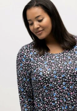 Ulla Popken MUSTER, PRINZESSNAHT, RUNDHALS - Jerseykleid - Multicolor Schwarz -Ulla Popken ee601a4faa524a85979f36ba9ebc33f3