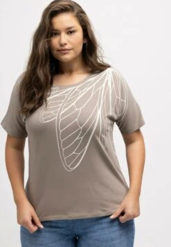 Ulla Popken T-Shirt Print - Taupe
