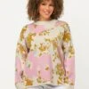 Ulla Popken FLEURS COL - Strickpullover - Blanc Cassé