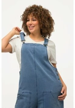 Ulla Popken JAMBE LARGE ET LIGNE EN A - Latzhose - Bleu Jean -Ulla Popken f1edfbfbb59141cbb1463b3f51b894f6