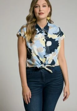 Ulla Popken VINTAGE-BLÜTEN,HALBARM - Hemdbluse - Marine -Ulla Popken f3dc542468e54b0ea103e2037a354594