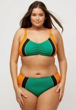 Ulla Popken RAYURES COLOR-BLOCK FRONCES BONNETS SOUPLES - Bikini - Orange -Ulla Popken f47af2fd7ce6429badfefa6a0ba99fd1 1