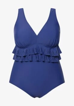 Ulla Popken LASERCUT DESSIN VOLANT - Badeanzug - Bleu Violet -Ulla Popken f5183a105cb74e2e9cac2f11d89a621e