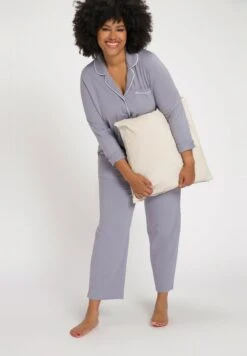 Ulla Popken ECO PIPING ACCENT SET - Nachtwäsche Set - Grey -Ulla Popken f573c42b94f2487e8b3057f513b49cc2