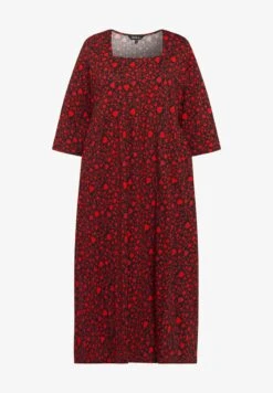 Ulla Popken MUSTER, CARRÉ-AUSSCHNITT - Jerseykleid - Rot -Ulla Popken f5acc1c43d8d402997d3c51213cc4786