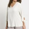 Ulla Popken TIE SLEEVE - Bluse - Snow White