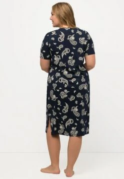 Ulla Popken DE NUIT MOTIF CACHEMIRE À COL EN V MANCHES COURTES ET C - Nachthemd - Marine -Ulla Popken f6f9e3b67b1947eba0c68ba3db800f38