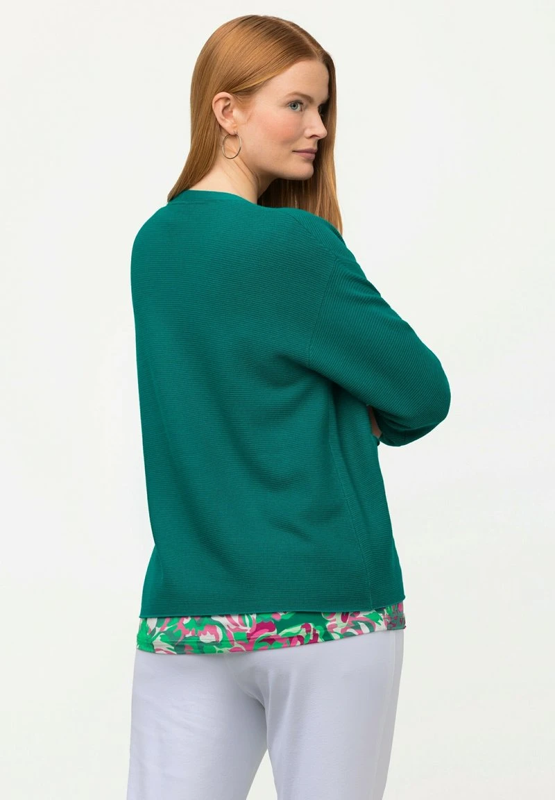 Ulla Popken CROSS RIBBED - Strickjacke - Green-blue 4 Ulla Popken CROSS RIBBED - Strickjacke - Green-blue – Bild 2