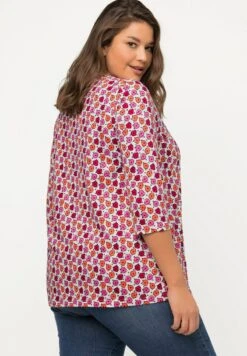 Ulla Popken À FLEURS PLIS FANTAISIE COL EN V MANCHES - Langarmshirt - Blanc Cassé -Ulla Popken f8392ae5a51a4997987fc65ba7ba00a1