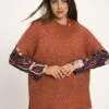 Ulla Popken STRUKTUR OVERSIZED HALBARM - Strickpullover - Ziegelbraun -Ulla Popken fb0712a1a64247ed9d2b450bbeeb9573