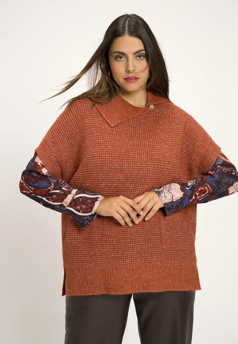 Ulla Popken STRUKTUR OVERSIZED HALBARM - Strickpullover - Ziegelbraun 3 Ulla Popken STRUKTUR OVERSIZED HALBARM - Strickpullover - Ziegelbraun