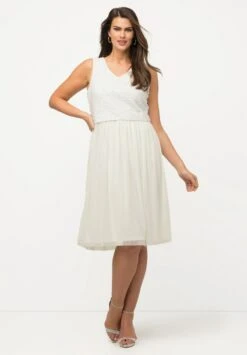Ulla Popken MIDI À PAILLETTES SANS MANCHES COL EN V - Cocktailkleid/festliches Kleid - Blanc Cassé -Ulla Popken fd0da28fc43a412c8ee3fa2c1c08c688 1