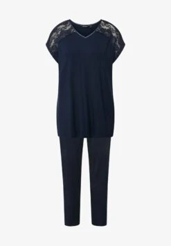 Ulla Popken MANCHES COURTES ET DÉCOLLETÉ EN V - Nachtwäsche Set - Bleu Nuit -Ulla Popken fdd6a24ea7ef49d3a3ec3de651d71d4e 1