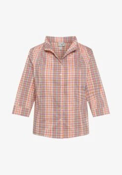 Ulla Popken KARO KELCHKRAGEN 3/4 ARM - Hemdbluse - Koralle -Ulla Popken fde5f654cd5840518c6b8bd6780402f9