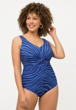 Ulla Popken IMPRIMÉ ZÈBRE DRAPÉ BONNETS SOUPLES - Badeanzug - Bleu Violet -Ulla Popken ff3d3d7a4fdf4755a0876ab7b55af738